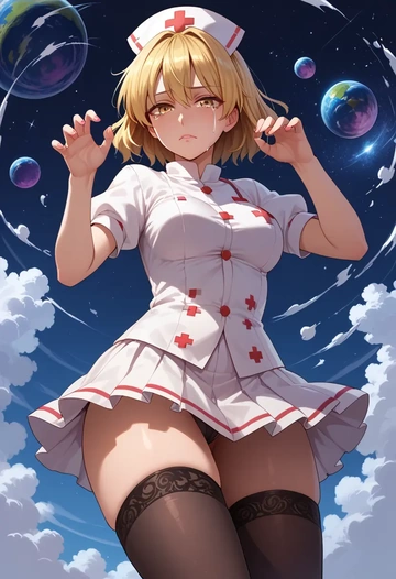 touhou,kudamaki_tsukasa,nurse pantyhose,mini skirt, sexy  - AI generated anime art