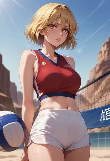 touhou,kudamaki_tsukasa,volleyball uniform  - AI generated anime art