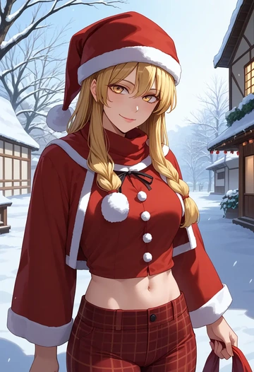 touhou,kudamaki_tsukasa,Christmas,plaid trousers  - AI generated anime art