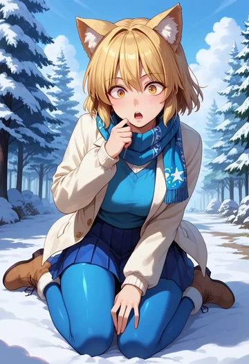 touhou,kudamaki_tsukasa,winter,student uniform,puffer jacket  - AI generated anime art