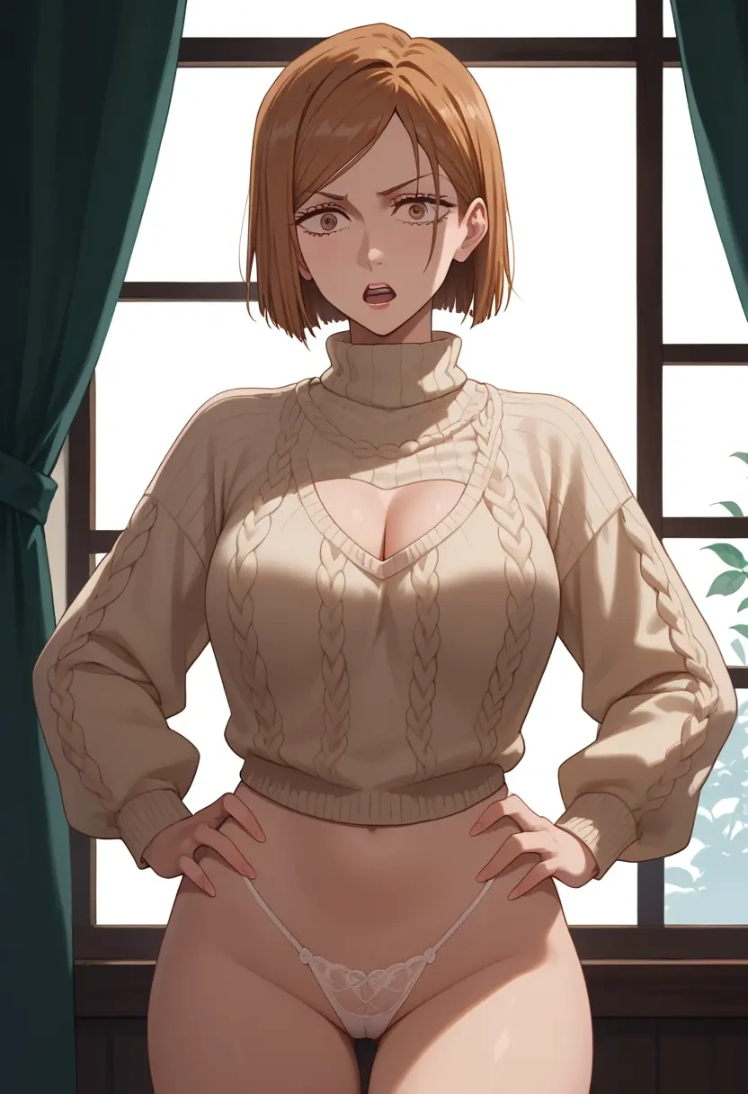 jujutsu_kaisen,kugisaki_nobara,thong,sweater,sexy  - 