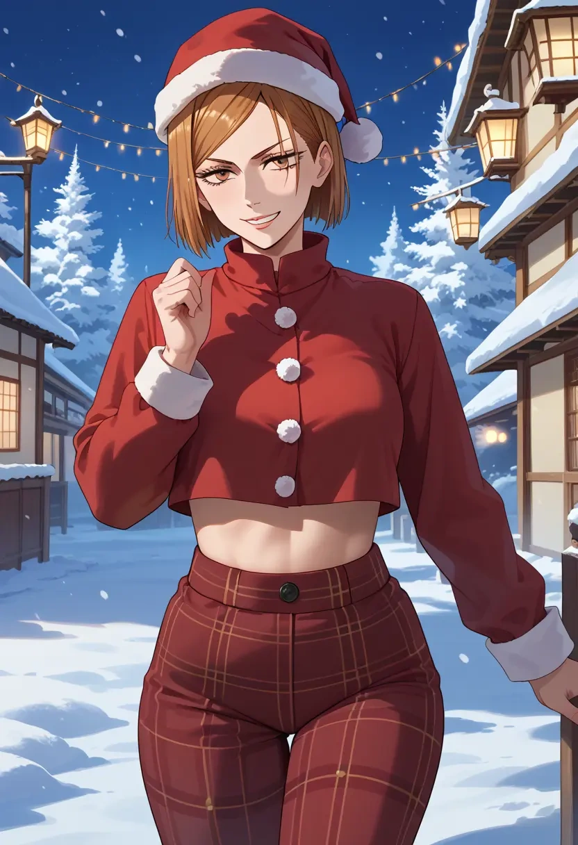 jujutsu_kaisen,kugisaki_nobara,Christmas,plaid trousers  - 