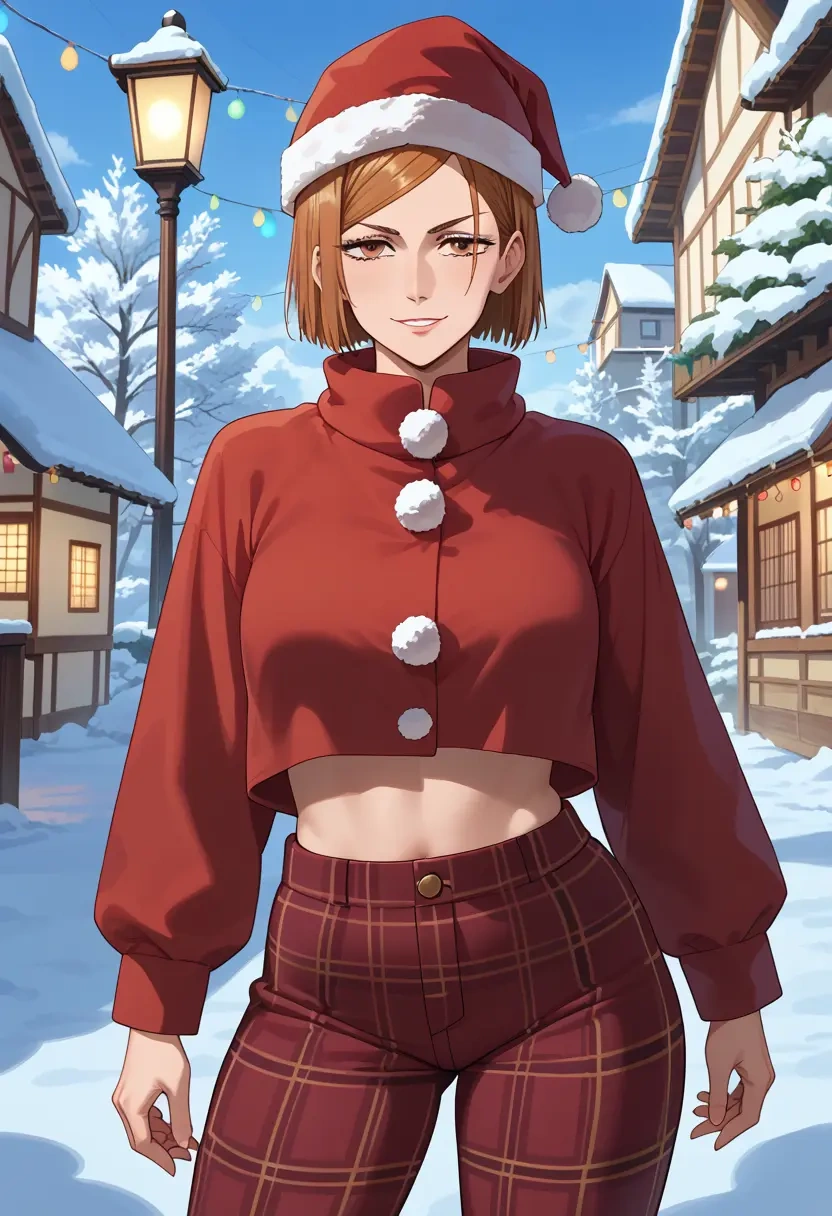 jujutsu_kaisen,kugisaki_nobara,Christmas,plaid trousers  - 