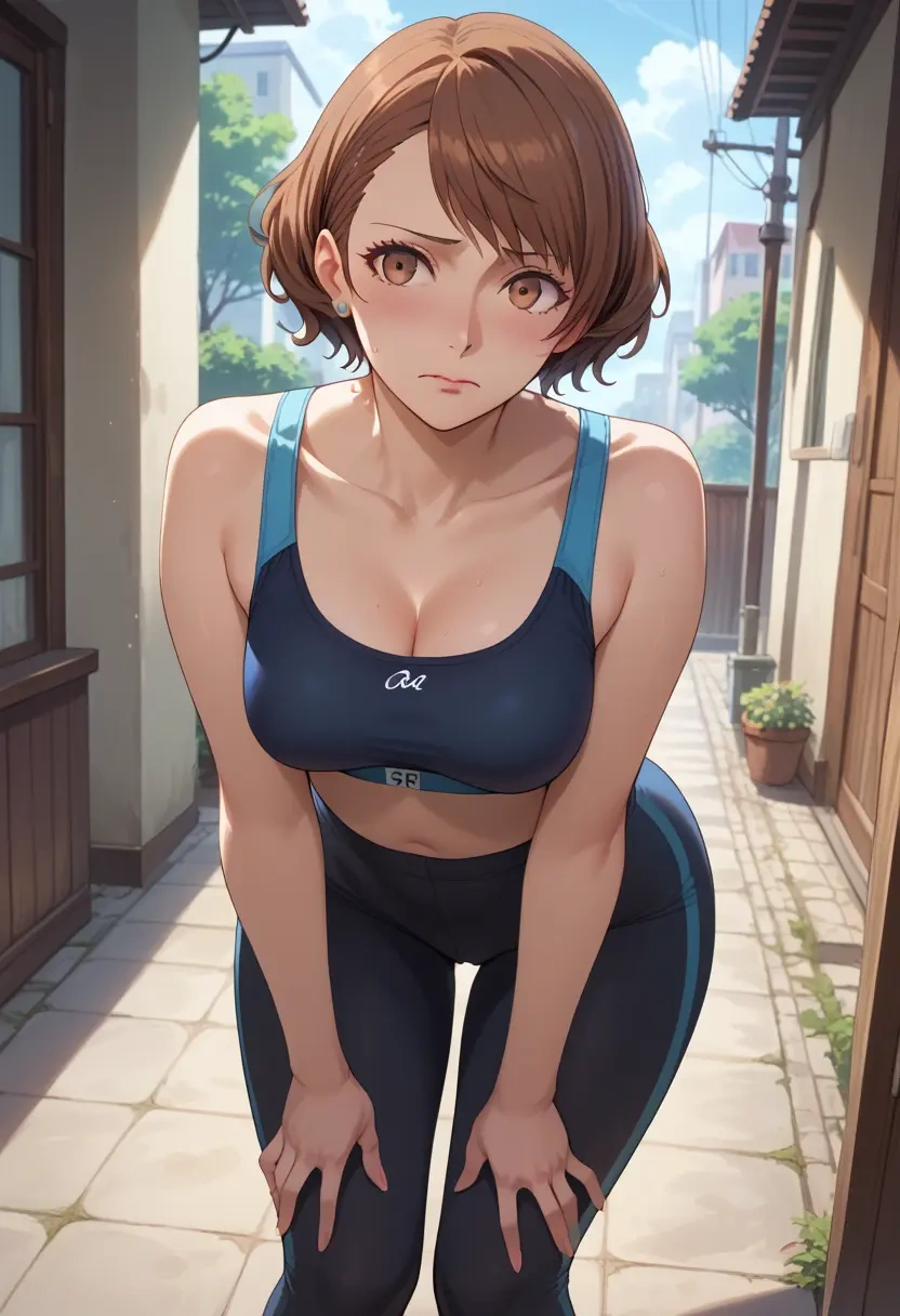 persona,kujikawa_rise,yoga shorts, bra  - 