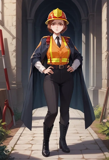 persona,kujikawa_rise,firefighter  - AI generated anime art