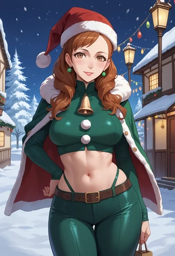 persona,kujikawa_rise,Christmas,dress  - AI generated anime art