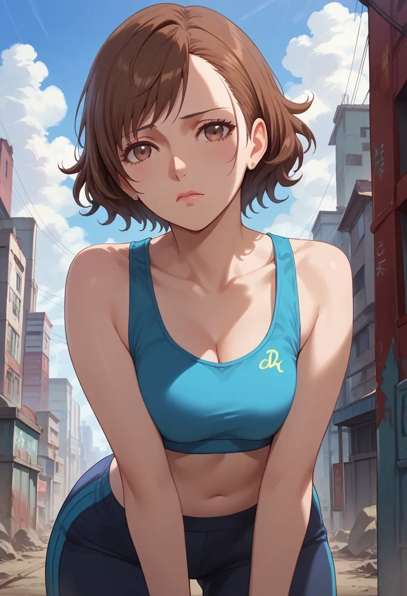 persona,kujikawa_rise,sports crop,high-waisted shorts  - 