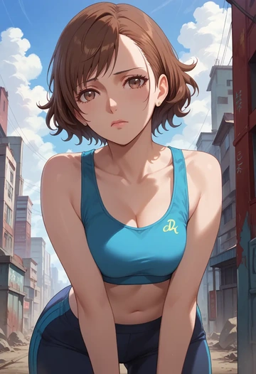 persona,kujikawa_rise,sports crop,high-waisted shorts  - AI generated anime art