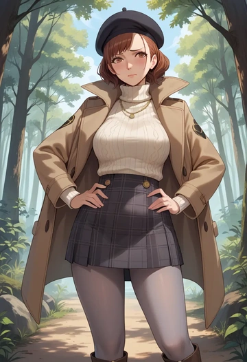 persona,kujikawa_rise,winter,student uniform,pea coat  - AI generated anime art