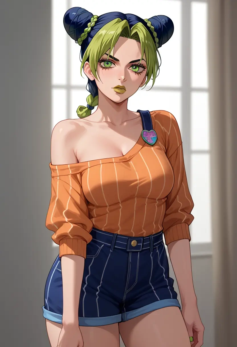 jojo_no_kimyou_na_bouken,kujo_jolyne,orange,sweater  - 