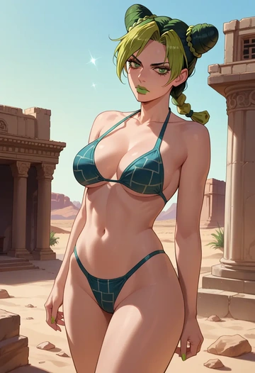 jojo_no_kimyou_na_bouken,kujo_jolyne,bikini  - AI generated anime art