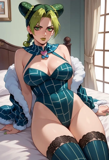 jojo_no_kimyou_na_bouken,kujo_jolyne,Christmas,sexy, stockings,  - AI generated anime art