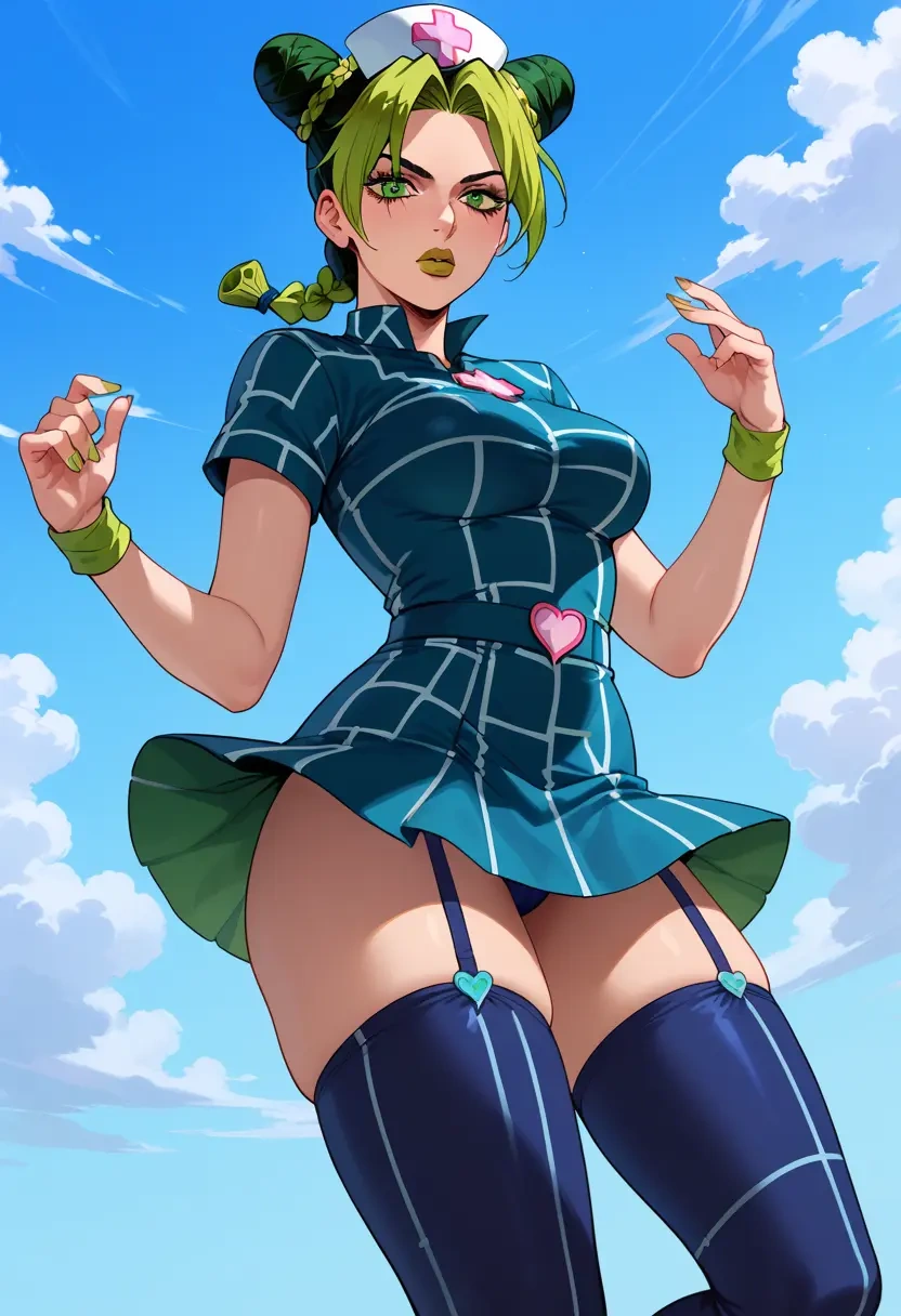 jojo_no_kimyou_na_bouken,kujo_jolyne,nurse pantyhose,mini skirt, sexy  - 