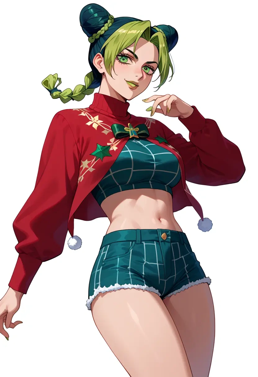 jojo_no_kimyou_na_bouken,kujo_jolyne,Christmas,red velvet shorts  - 