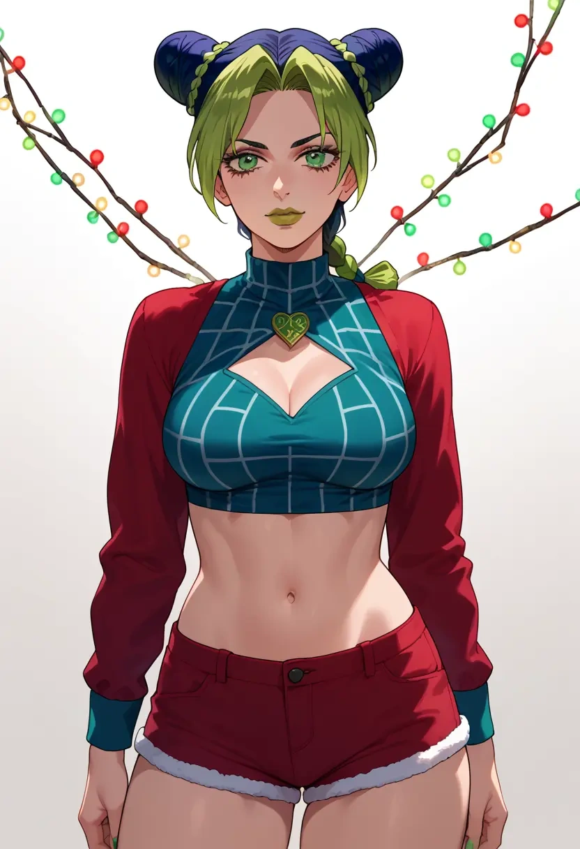 jojo_no_kimyou_na_bouken,kujo_jolyne,Christmas,red velvet shorts  - 