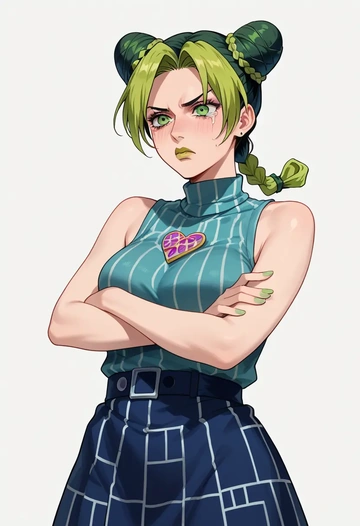 jojo_no_kimyou_na_bouken,kujo_jolyne,turtleneck,knit,maxi skirt  - AI generated anime art