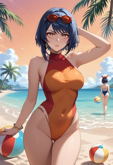 genshin_impact,kujou_sara,bikini  - AI generated anime art