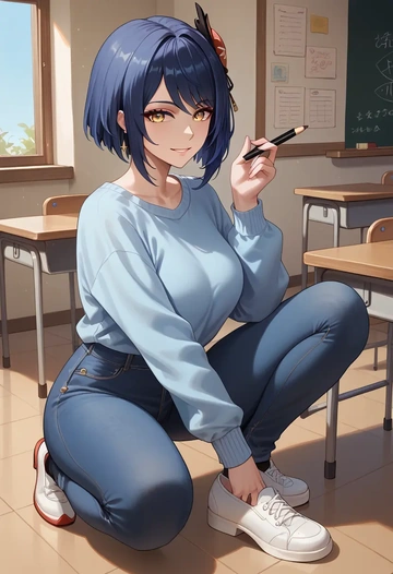 genshin_impact,kujou_sara,teacher  - AI generated anime art