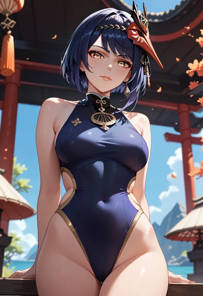 genshin_impact,kujou_sara,swimsuit,sexy  - 