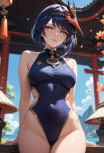 genshin_impact,kujou_sara,swimsuit,sexy  - AI generated anime art