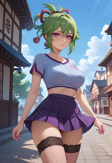 genshin_impact,kuki_shinobu,mini skirt, stockings  - AI generated anime art