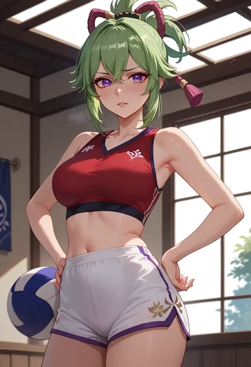 genshin_impact,kuki_shinobu,volleyball uniform  - AI generated anime art