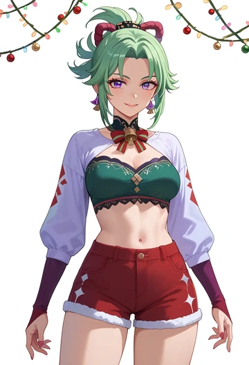 genshin_impact,kuki_shinobu,Christmas,red velvet shorts  - AI generated anime art