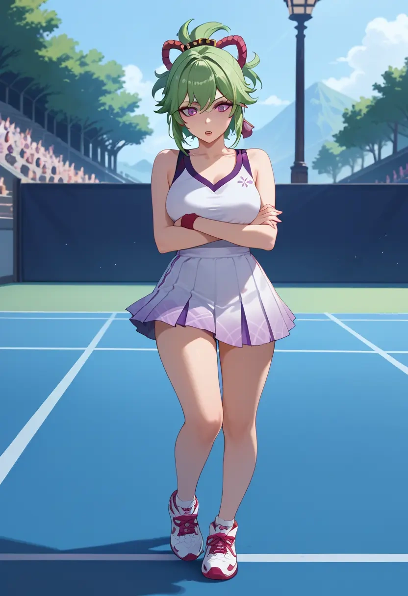 genshin_impact,kuki_shinobu,tennis skirt  - 