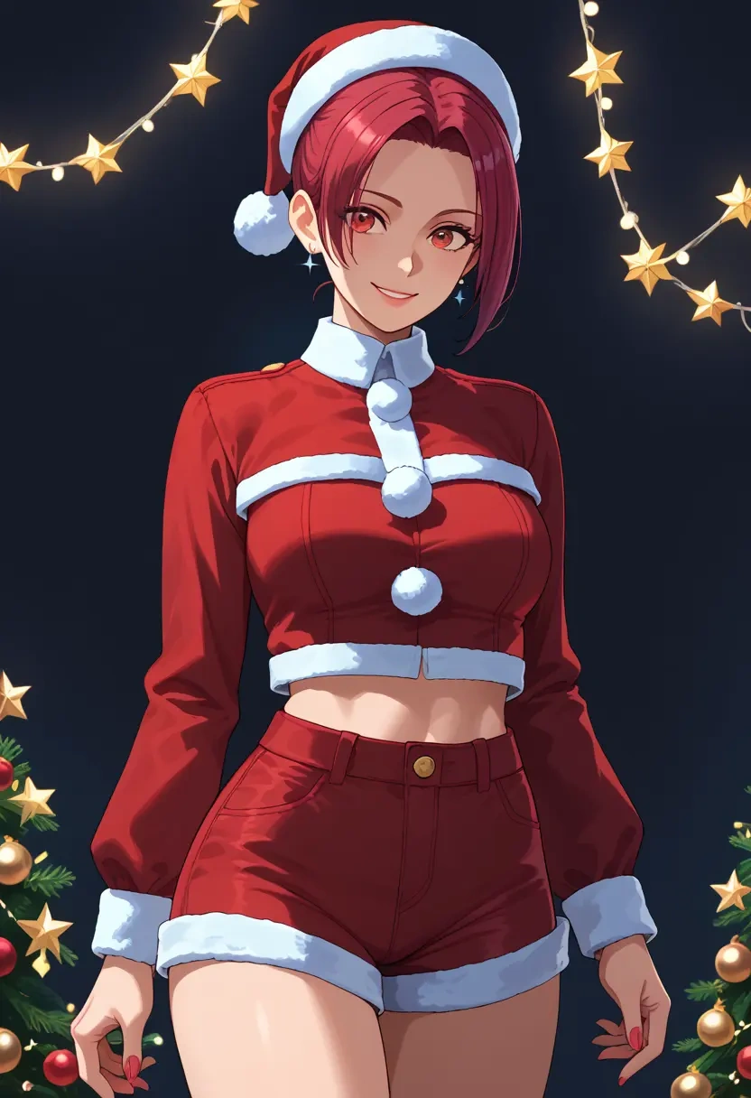 the_king_of_fighters,kula_diamond,Christmas,red velvet shorts  - 