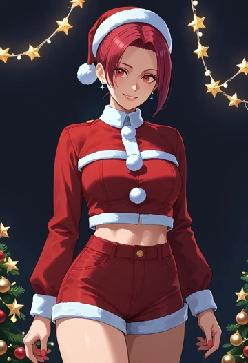 the_king_of_fighters,kula_diamond,Christmas,red velvet shorts  - AI generated anime art