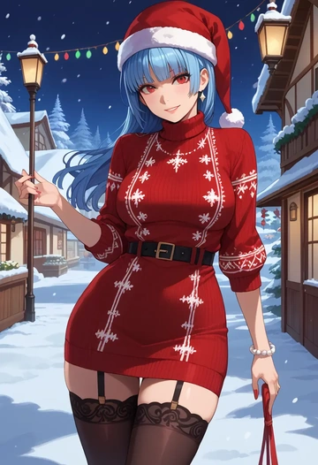 the_king_of_fighters,kula_diamond,sweater,stockings,Thigh garters  - AI generated anime art