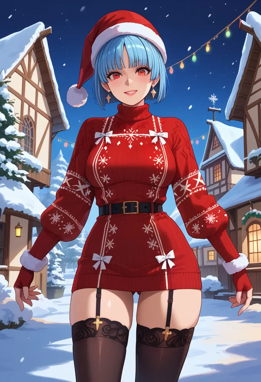 the_king_of_fighters,kula_diamond,sweater,stockings,Thigh garters  - 