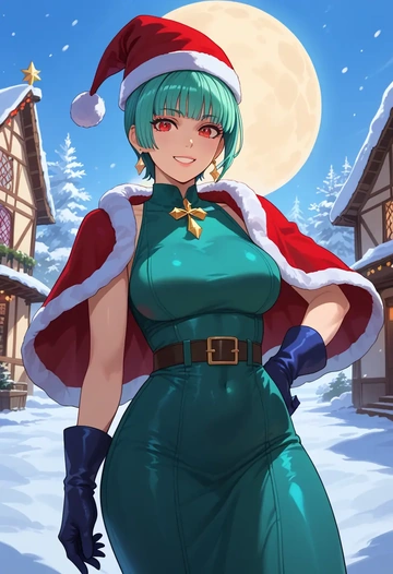 the_king_of_fighters,kula_diamond,Christmas,dress  - AI generated anime art