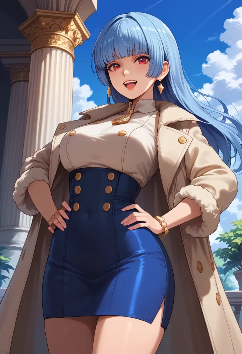 the_king_of_fighters,kula_diamond,coat,long,double-breasted,pencil skirt  - 