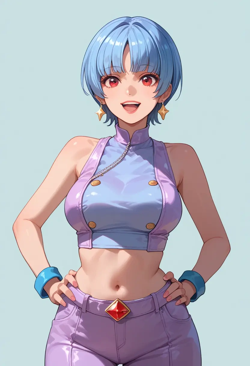 the_king_of_fighters,kula_diamond,crop top,loose joggers,headset  - 