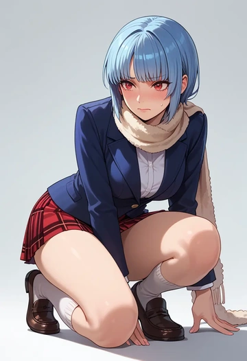 the_king_of_fighters,kula_diamond,winter,student uniform,plaid skirt  - AI generated anime art