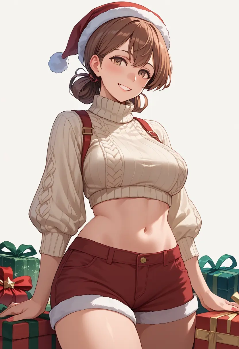 kantai_collection,kuma_(kancolle),Christmas,red velvet shorts,turtleneck sweater  - 