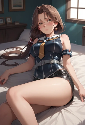 kantai_collection,kuma_(kancolle),leather,shorts  - AI generated anime art