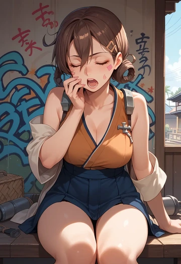 kantai_collection,kuma_(kancolle),patchwork graffiti top,dolphin shorts  - AI generated anime art