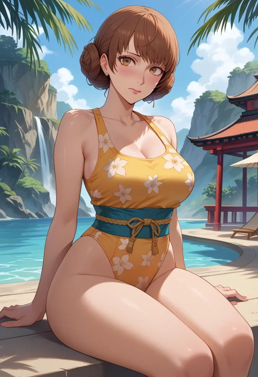 persona,kuma_(persona_4),swimsuit,floral print  - 