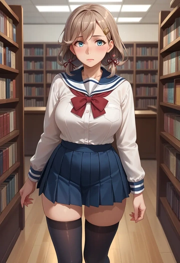 kantai_collection,kumano_(kancolle),jk uniform, stockings  - AI generated anime art