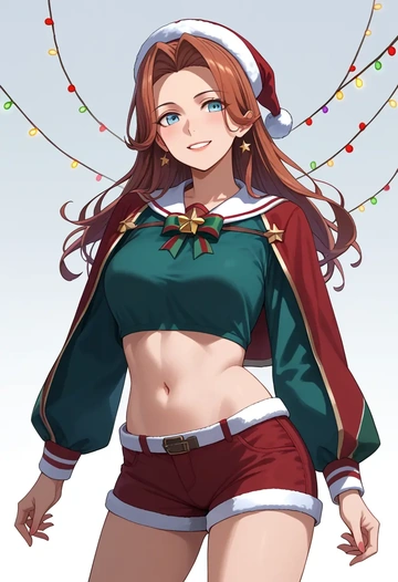 kantai_collection,kumano_(kancolle),Christmas,red velvet shorts  - AI generated anime art