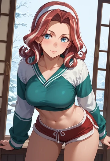 kantai_collection,kumano_(kancolle),red velvet shorts  - AI generated anime art