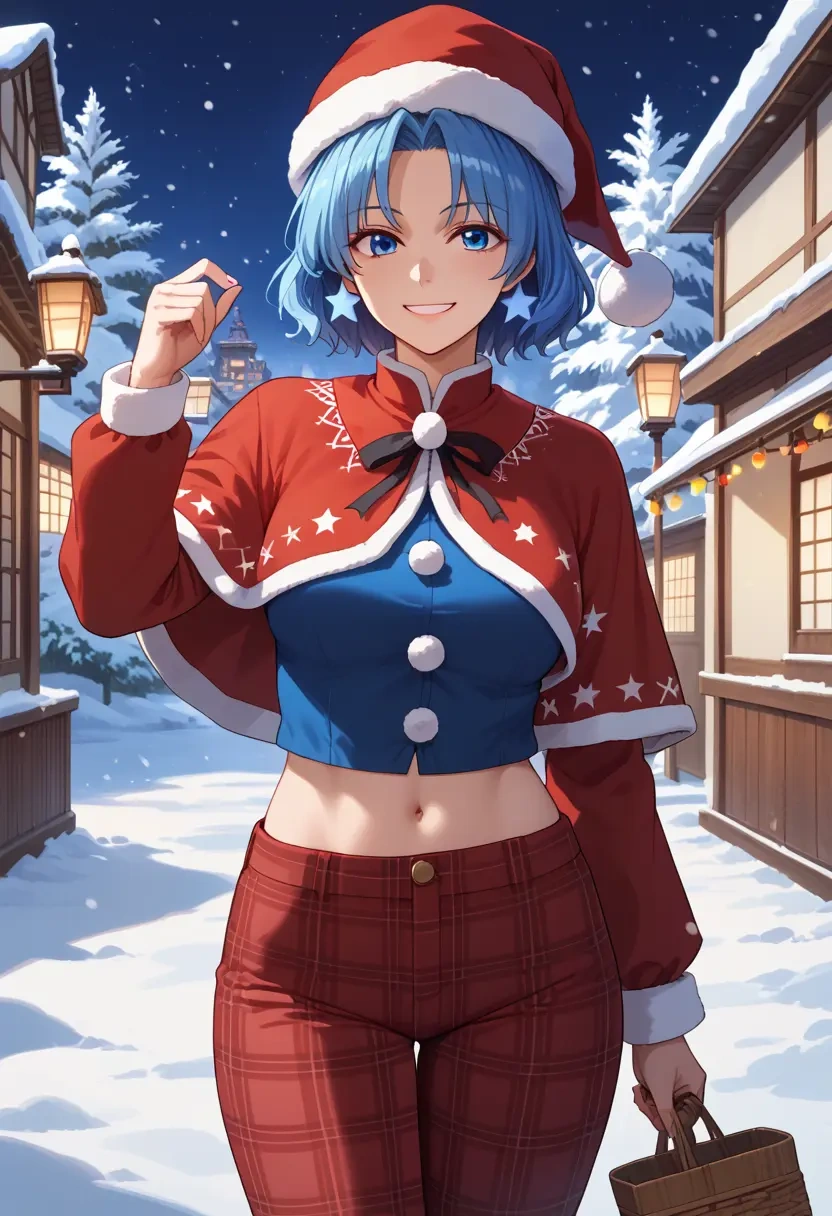 touhou,kumoi_ichirin,Christmas,plaid trousers  - 