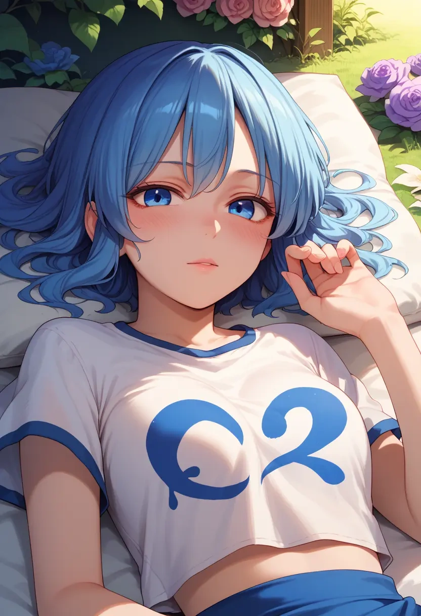 touhou,kumoi_ichirin,crop graffiti tee,dolphin shorts  - 