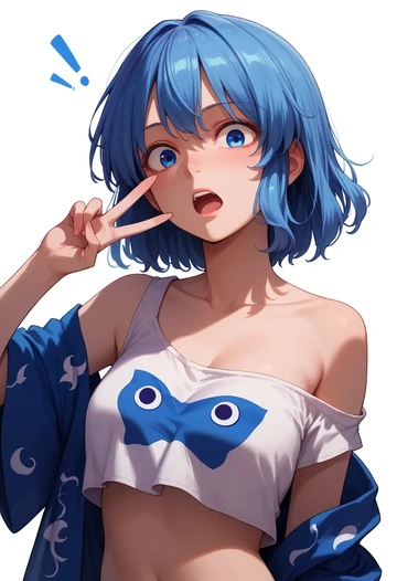 touhou,kumoi_ichirin,off-shoulder top,dolphin shorts  - AI generated anime art