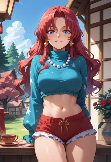 touhou,kumoi_ichirin,red velvet shorts  - AI generated anime art