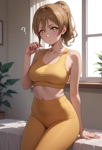 love_live!,kunikida_hanamaru,yoga shorts, bra  - AI generated anime art