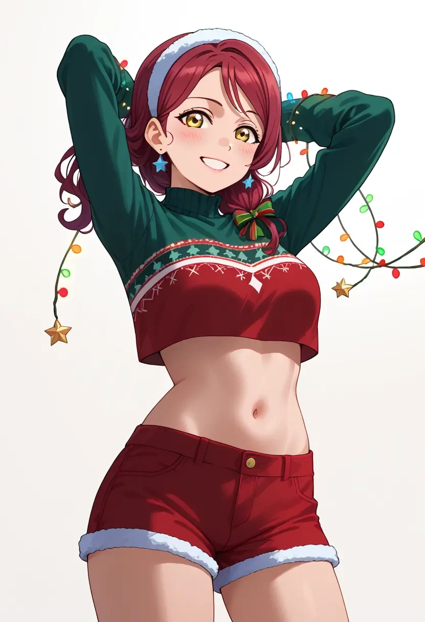 love_live!,kunikida_hanamaru,Christmas,red velvet shorts  - 