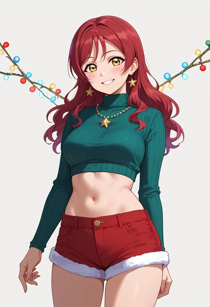 love_live!,kunikida_hanamaru,Christmas,red velvet shorts  - 